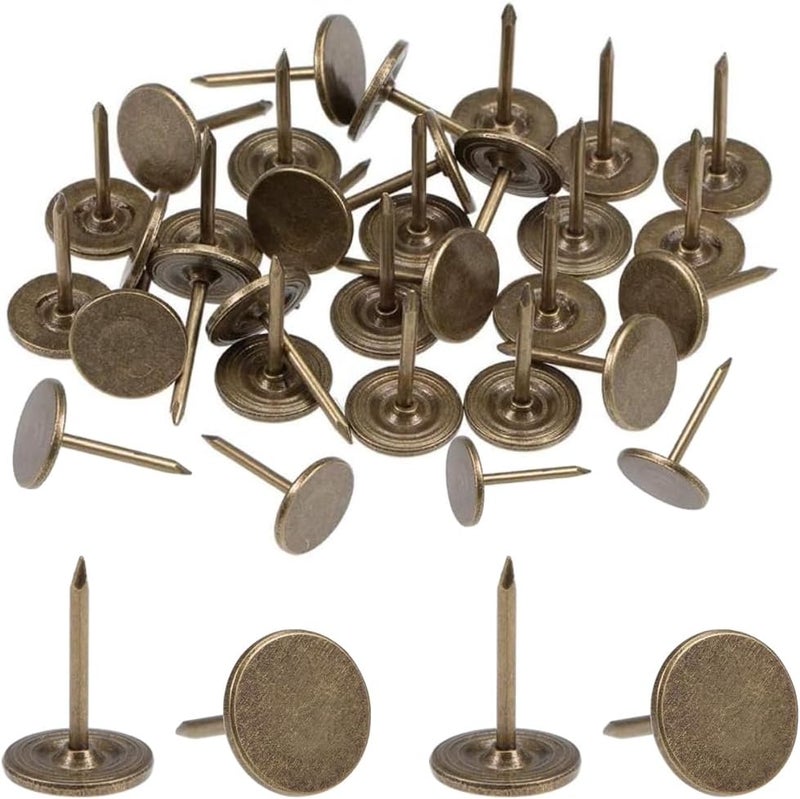 SANEMBER 100pcs Upholstery Thumb Tacks for Wall,7/16 Inch Wood Thumb Tacks,Upholstery Tacks Decorative for Wood,Sofa, Door, Jewelry Box (Bronze) - Image 1